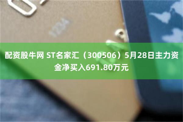 配资股牛网 ST名家汇（300506）5月28日主力资金净买入691.80万元