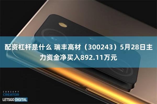 配资杠杆是什么 瑞丰高材（300243）5月28日主力资金净买入892.11万元