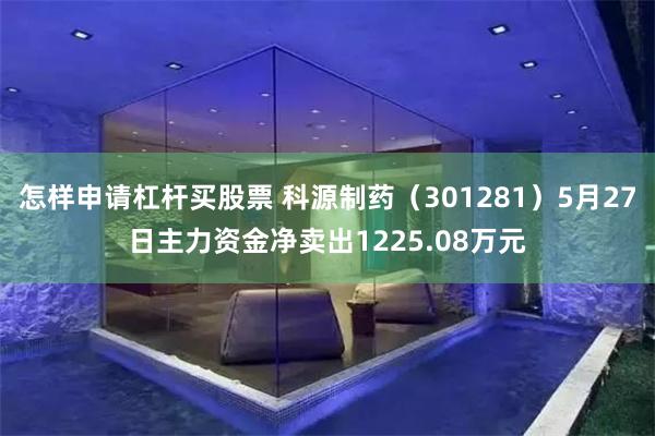 怎样申请杠杆买股票 科源制药（301281）5月27日主力资金净卖出1225.08万元
