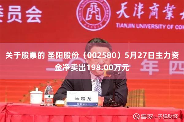 关于股票的 圣阳股份（002580）5月27日主力资金净卖出198.00万元