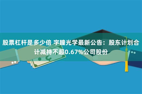 股票杠杆是多少倍 宇瞳光学最新公告：股东计划合计减持不超0.67%公司股份