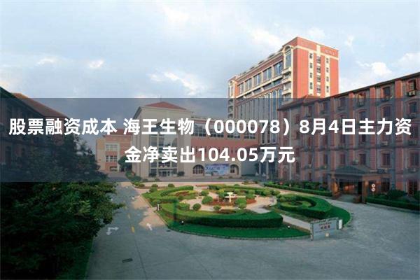 股票融资成本 海王生物（000078）8月4日主力资金净卖出104.05万元